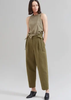 The Frankie Shop 3.1 Phillip Lim Cotton Linen Paperbag Pant Olive