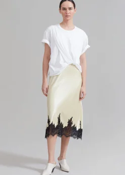 The Frankie Shop 3.1 Phillip Lim Draped T-Shirt Slip Combo Dress White-Butter Multi Hot