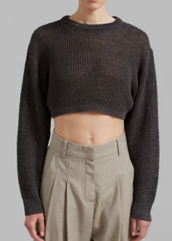 The Frankie Shop Abi Cropped Knit Top Charcoal Outlet