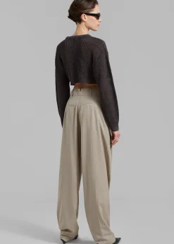 The Frankie Shop Abi Cropped Knit Top Charcoal Outlet