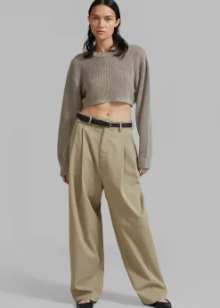 The Frankie Shop Abi Cropped Knit Top Khaki Discount