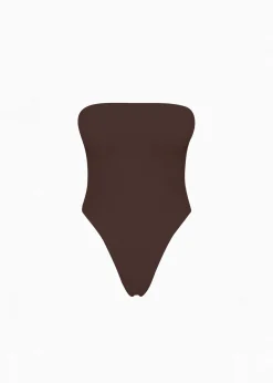 The Frankie Shop Aexae Bandeau One Piece Swimsuit Brown Hot