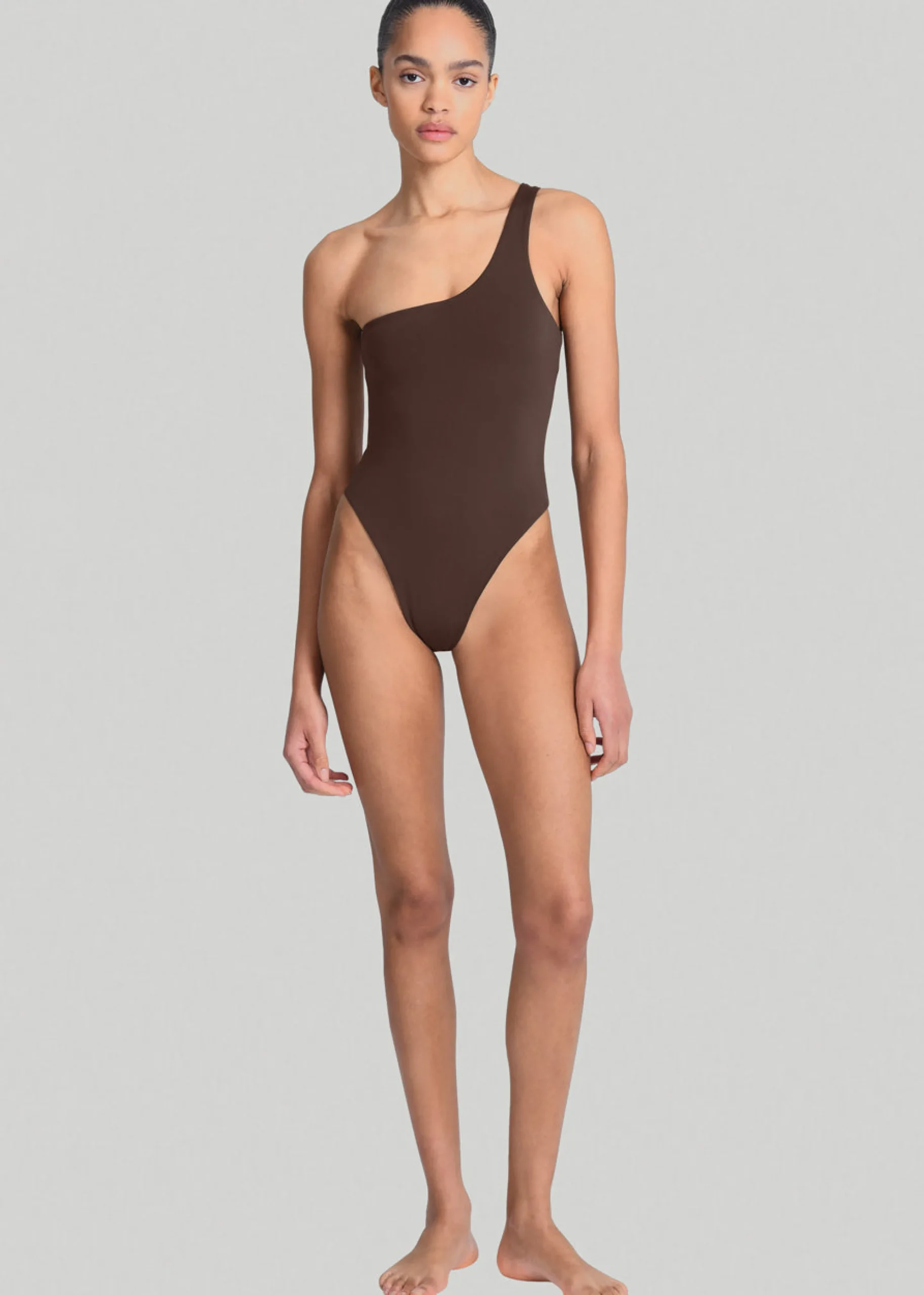 The Frankie Shop Aexae One Shoulder One Piece Brown Best