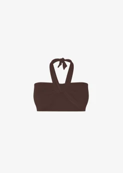 The Frankie Shop Aexae Wrap Tie Swim Top Brown Best