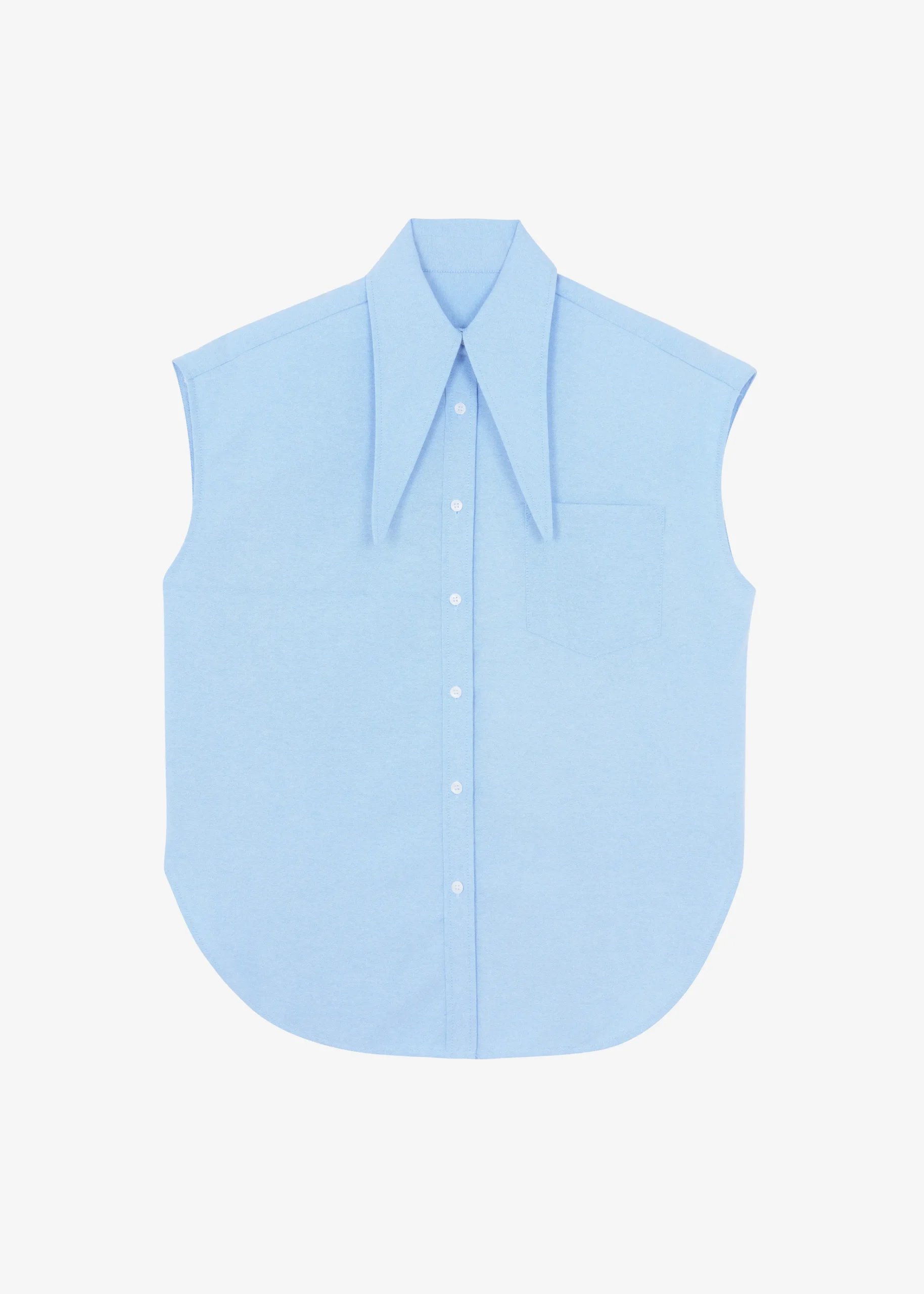 The Frankie Shop Aiden Long Collar Shirt Light Blue New