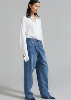 The Frankie Shop Andrea Denim Pants Medium Wash Discount