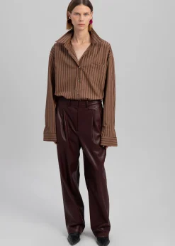 The Frankie Shop Anette Striped Shirt Brown New