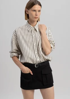 The Frankie Shop Anette Striped Shirt Cream Online