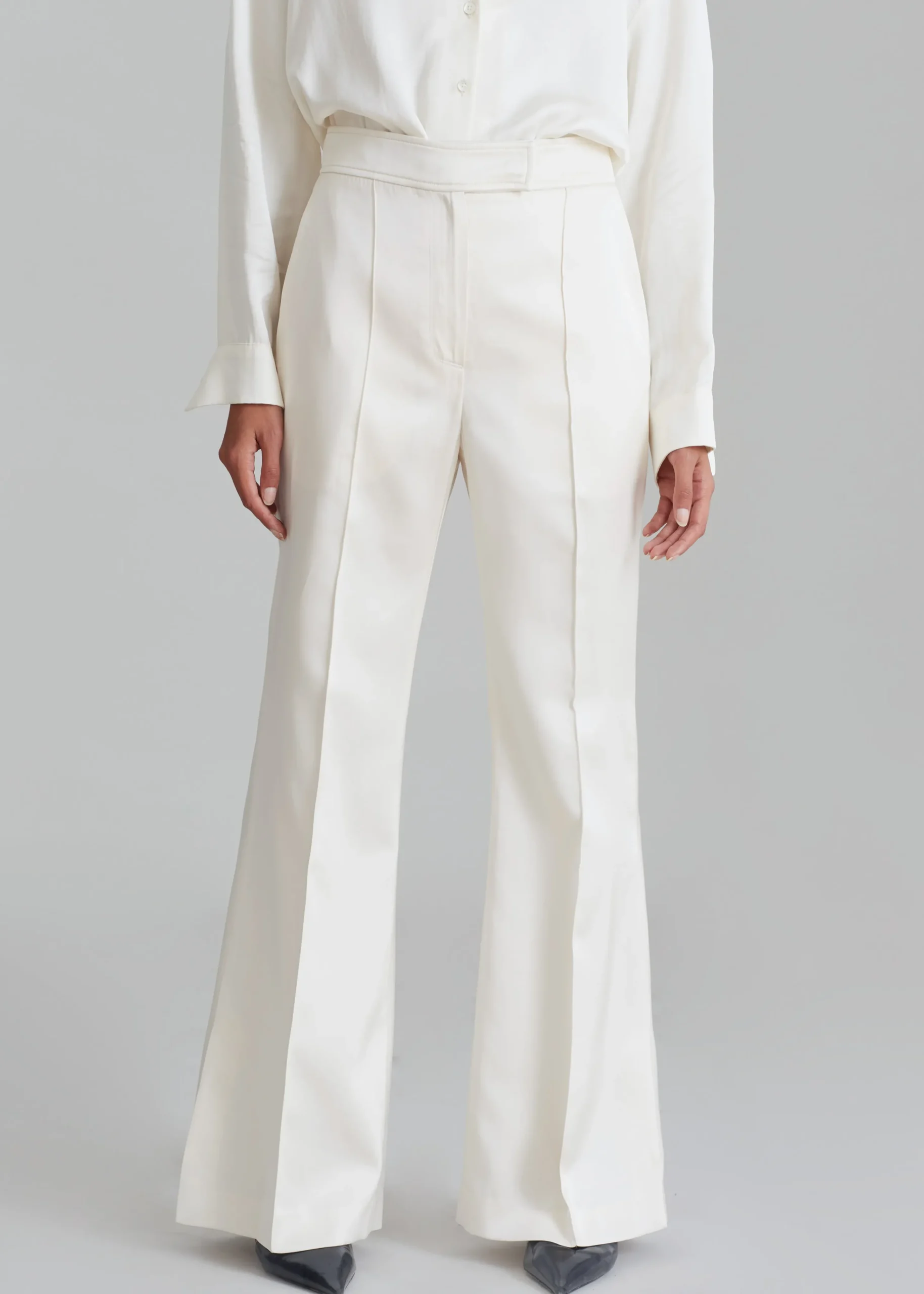 The Frankie Shop Angelica Flare Pants Ivory