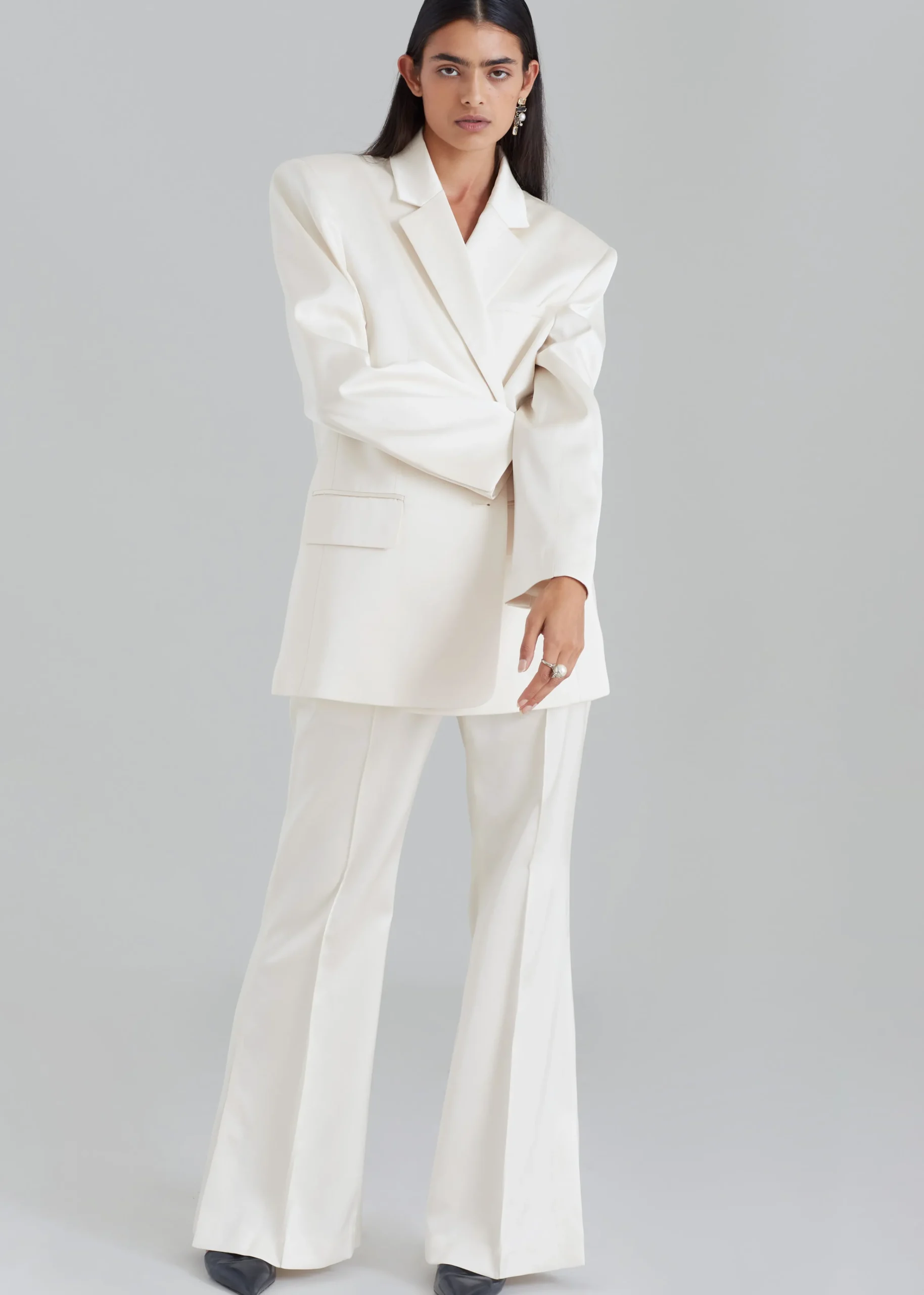 The Frankie Shop Angelica Flare Pants Ivory