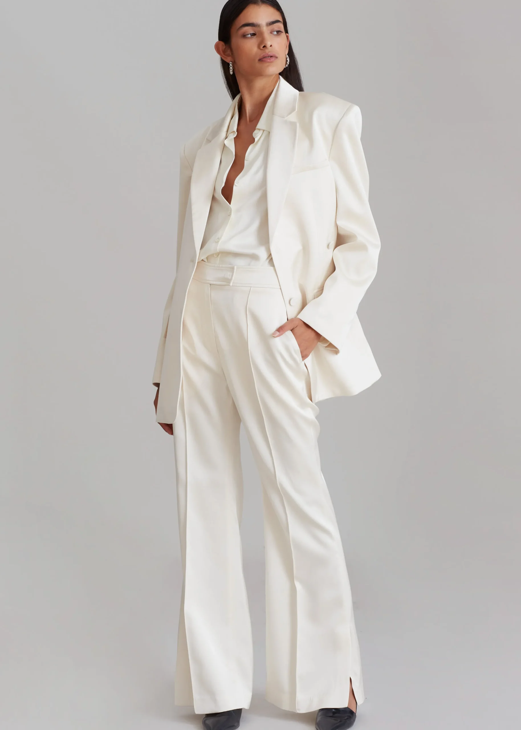 The Frankie Shop Angelica Flare Pants Ivory