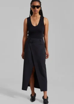 The Frankie Shop Annabel Asymmetric Midi Skirt Black Online