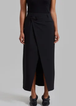 The Frankie Shop Annabel Asymmetric Midi Skirt Black Online