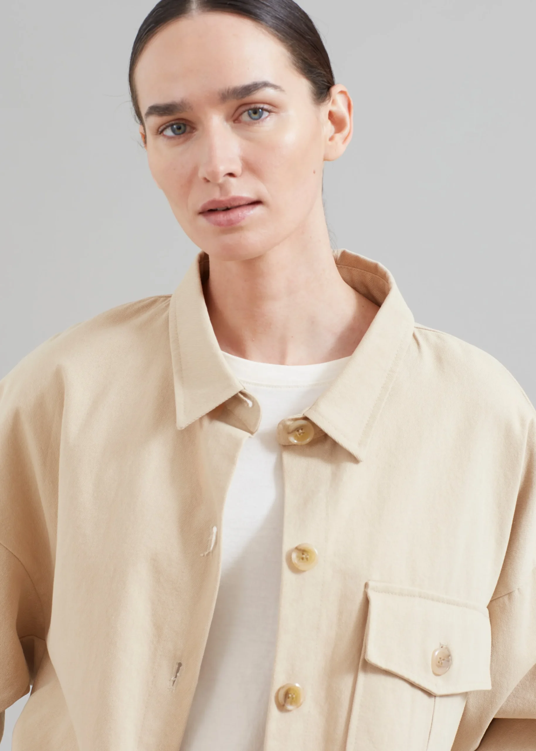 The Frankie Shop Arden Overshirt Beige Online