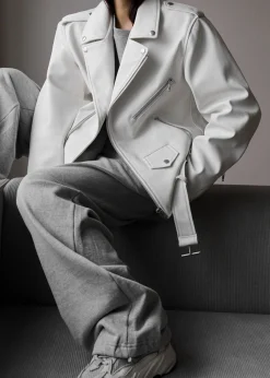The Frankie Shop Aria Faux Leather Jacket White Sale