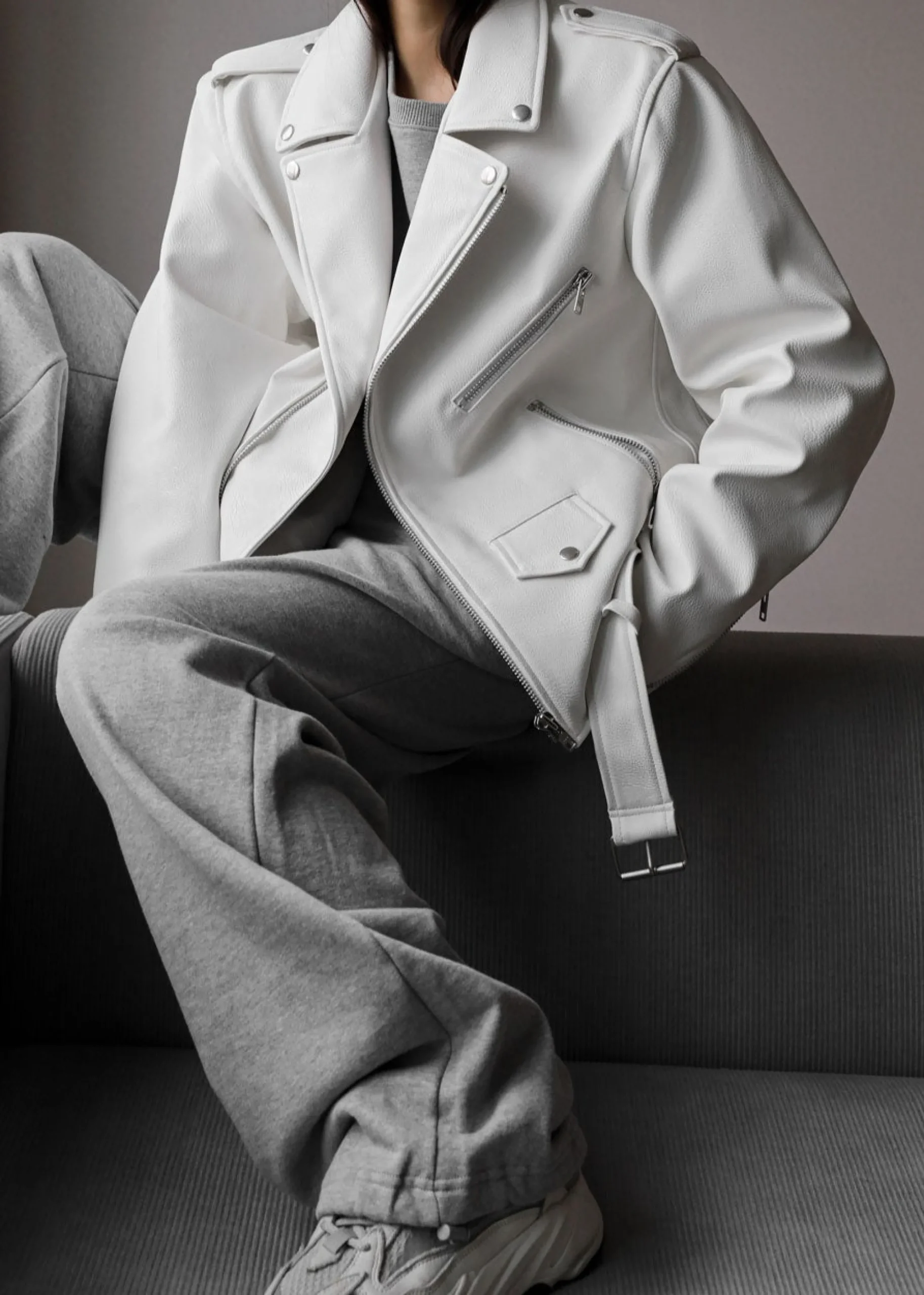 The Frankie Shop Aria Faux Leather Jacket White Sale