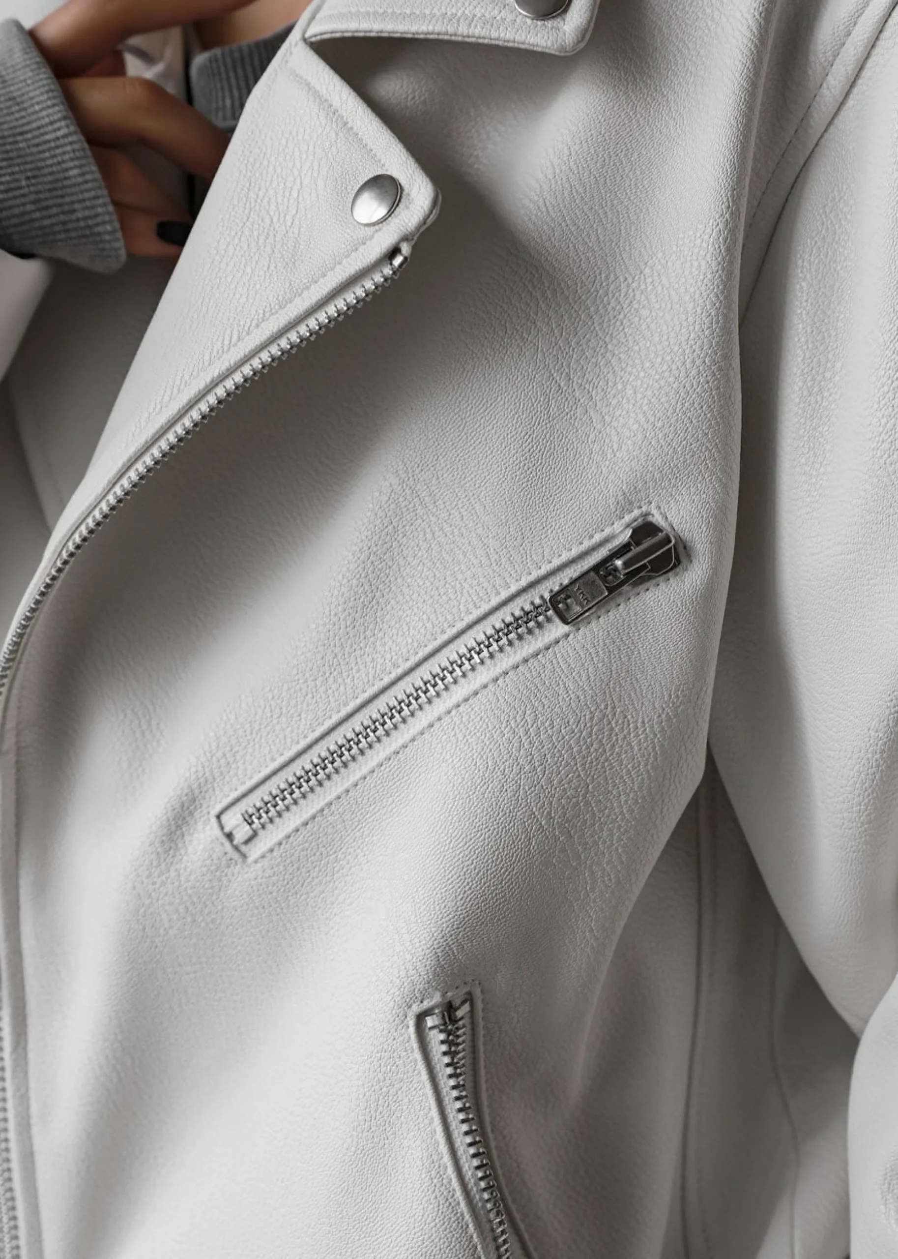 The Frankie Shop Aria Faux Leather Jacket White Sale