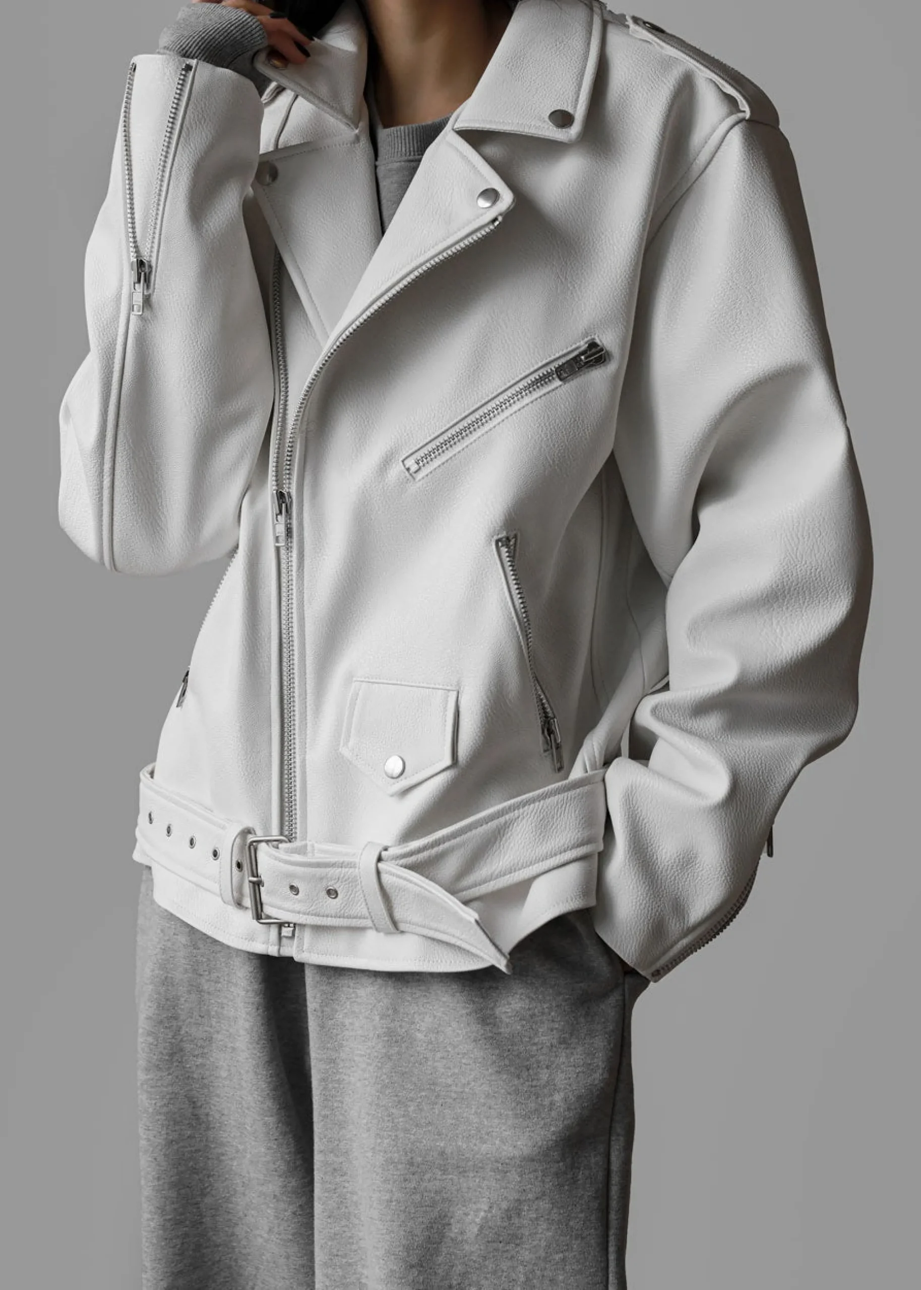The Frankie Shop Aria Faux Leather Jacket White Sale