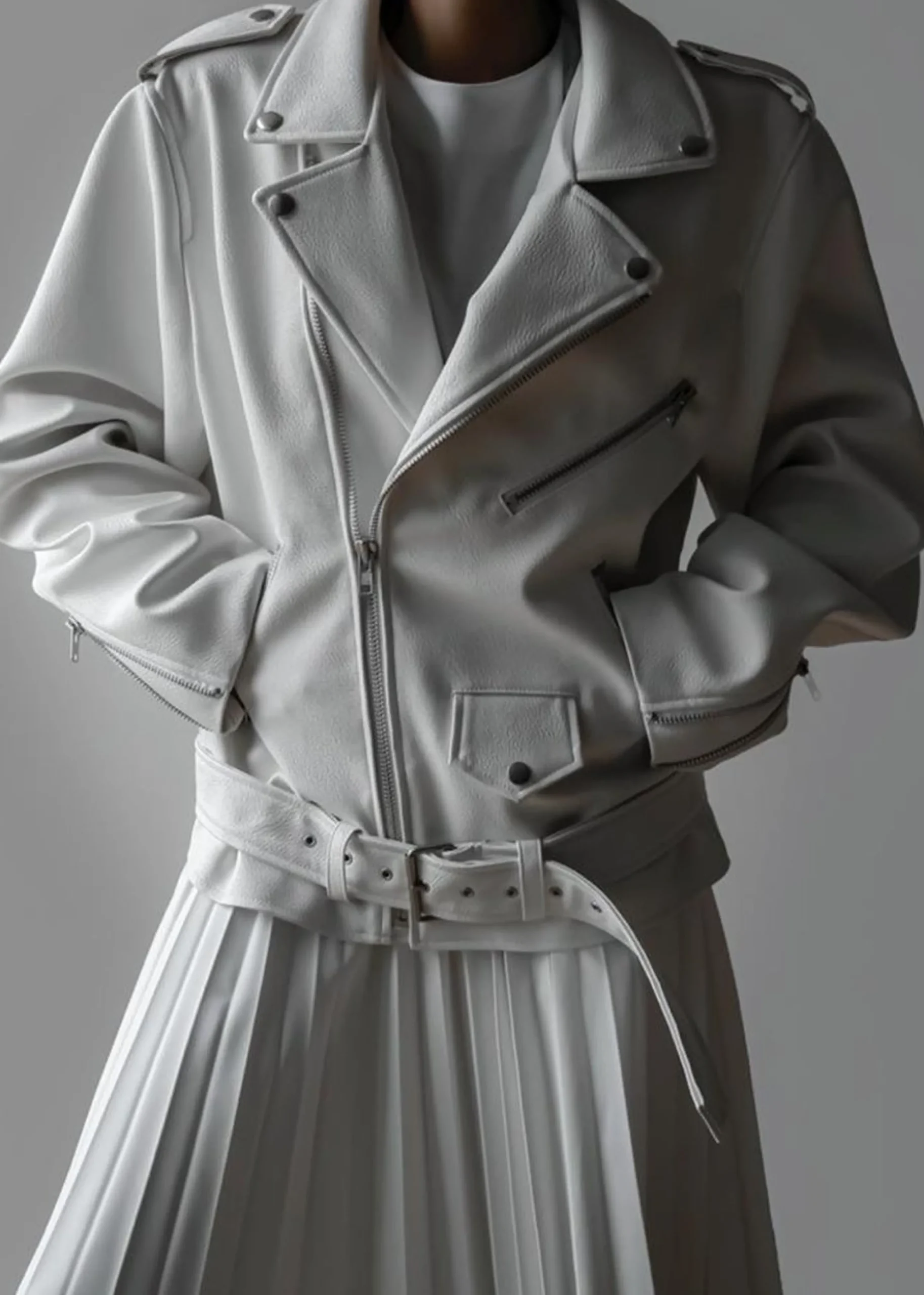 The Frankie Shop Aria Faux Leather Jacket White Sale