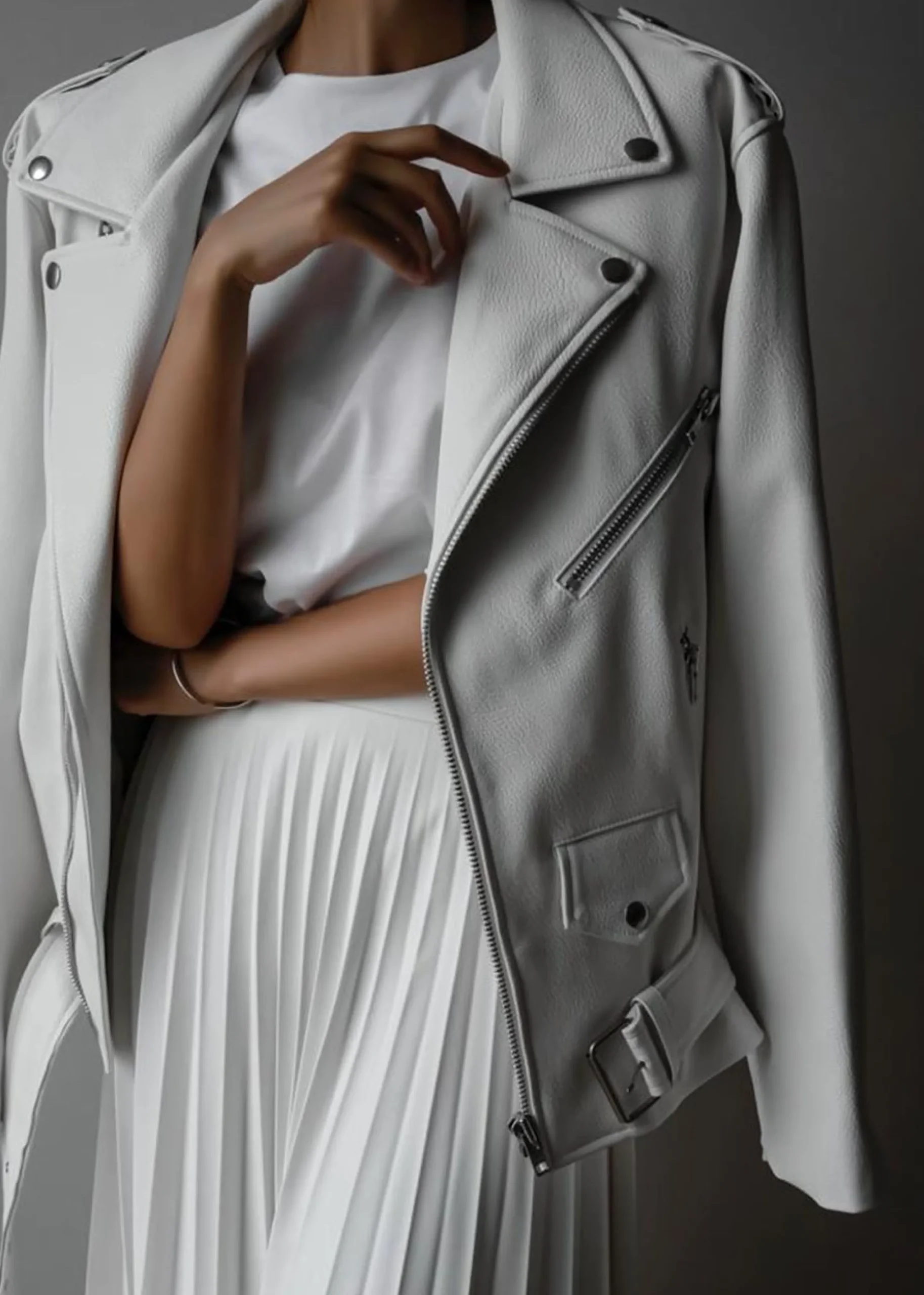 The Frankie Shop Aria Faux Leather Jacket White Sale