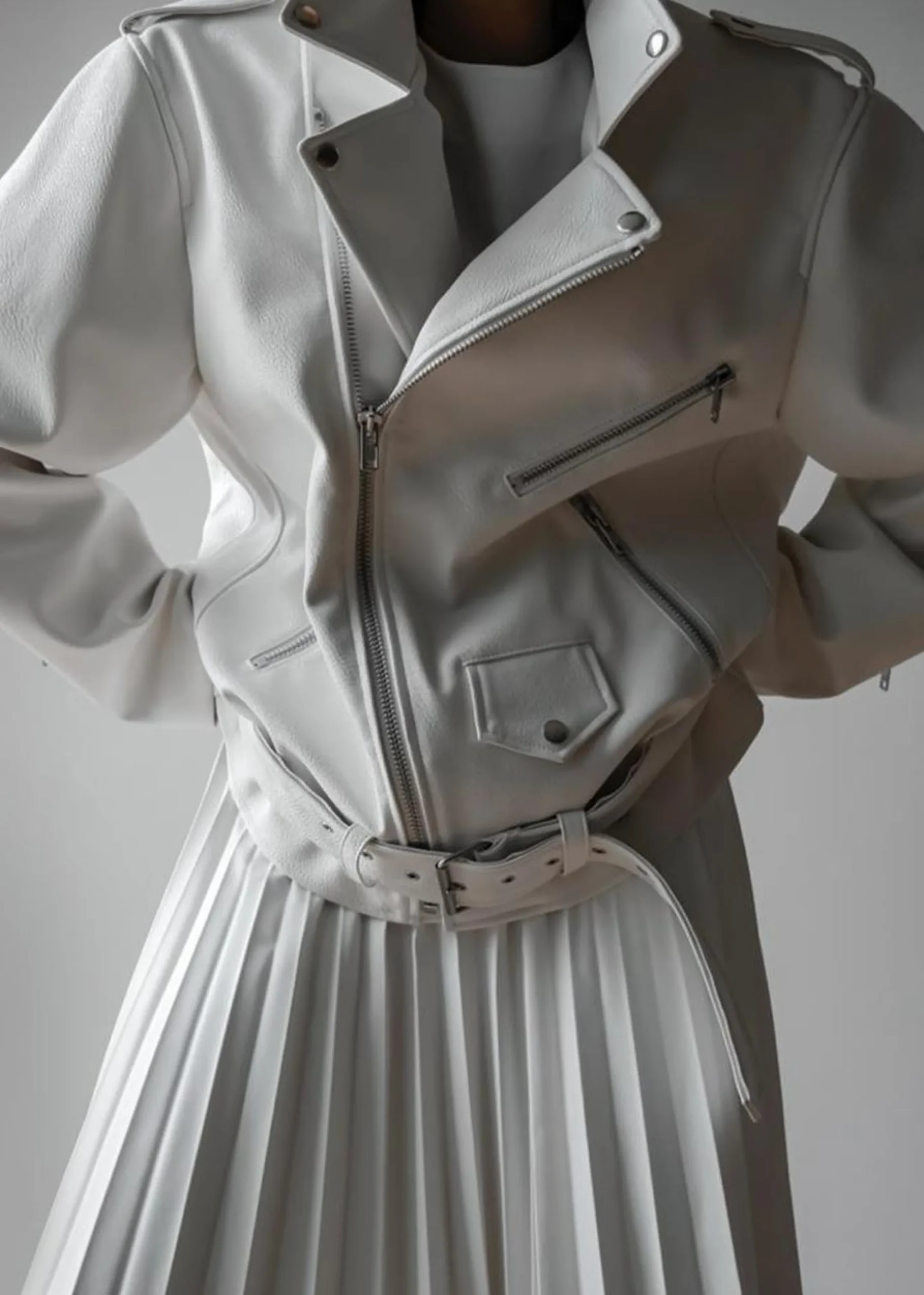 The Frankie Shop Aria Faux Leather Jacket White Sale