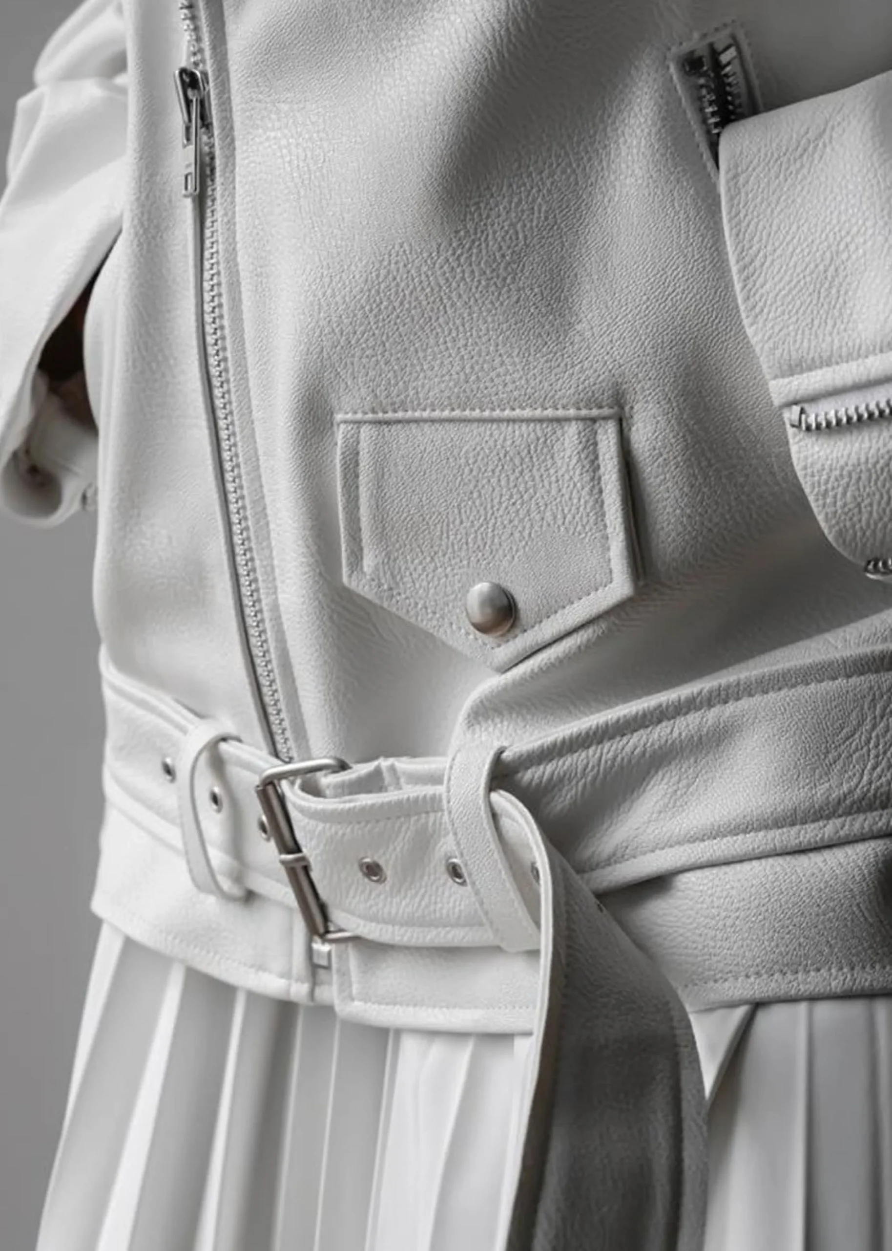The Frankie Shop Aria Faux Leather Jacket White Sale