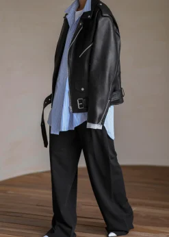 The Frankie Shop Aria Faux Leather Jacket Black Outlet