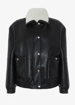 The Frankie Shop Arin Faux Leather Jacket Black Sale