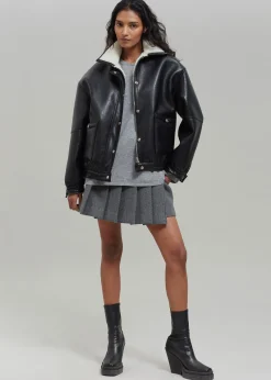 The Frankie Shop Arin Faux Leather Jacket Black Sale