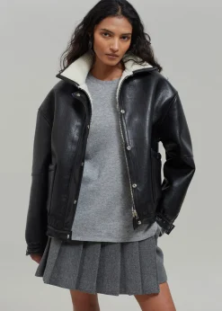 The Frankie Shop Arin Faux Leather Jacket Black Sale