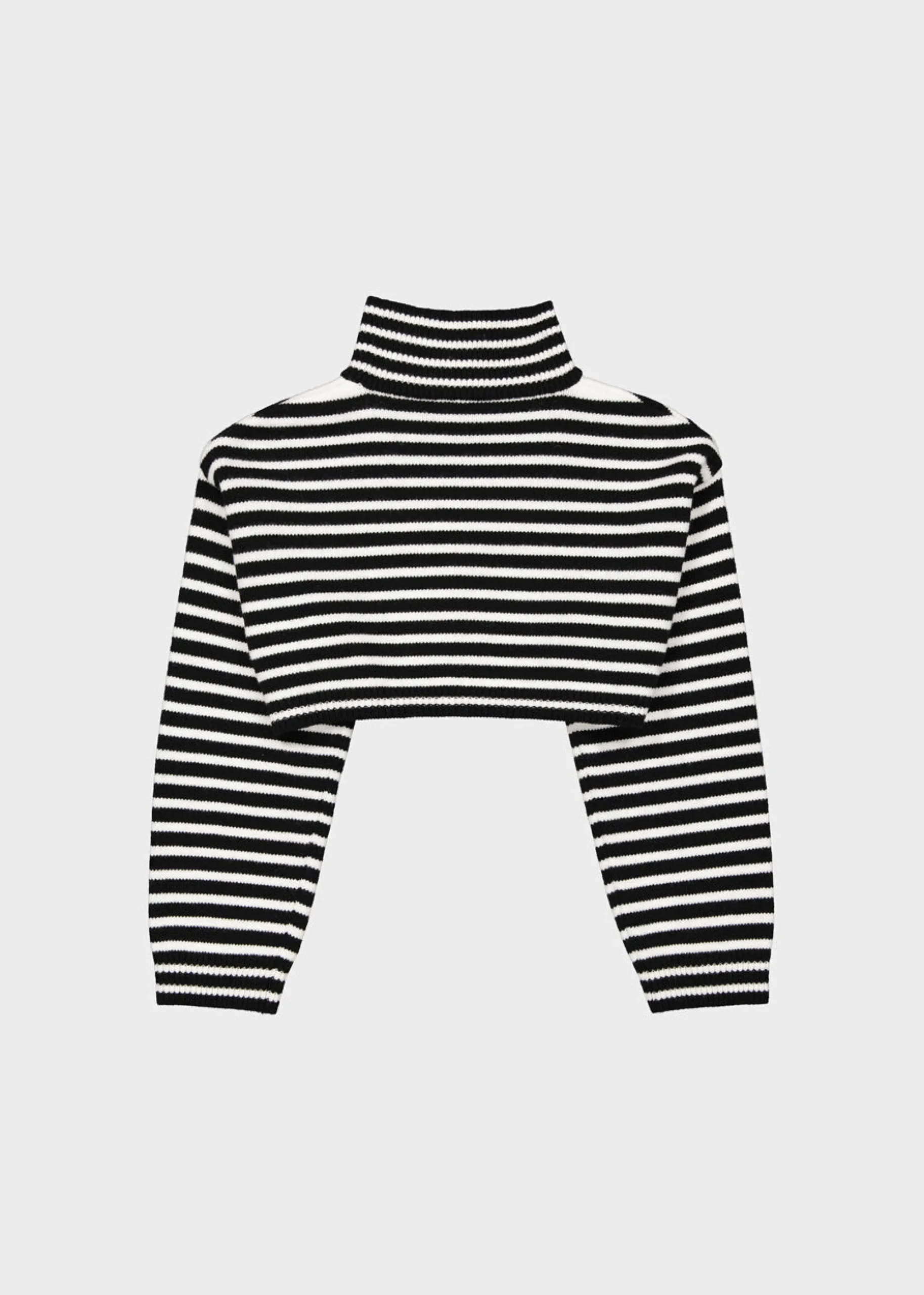 The Frankie Shop Athina Cropped Turtleneck Sweater Black Stripe