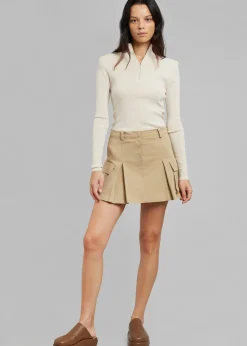 The Frankie Shop Audrey Cargo Pleated Miniskirt Tan Hot