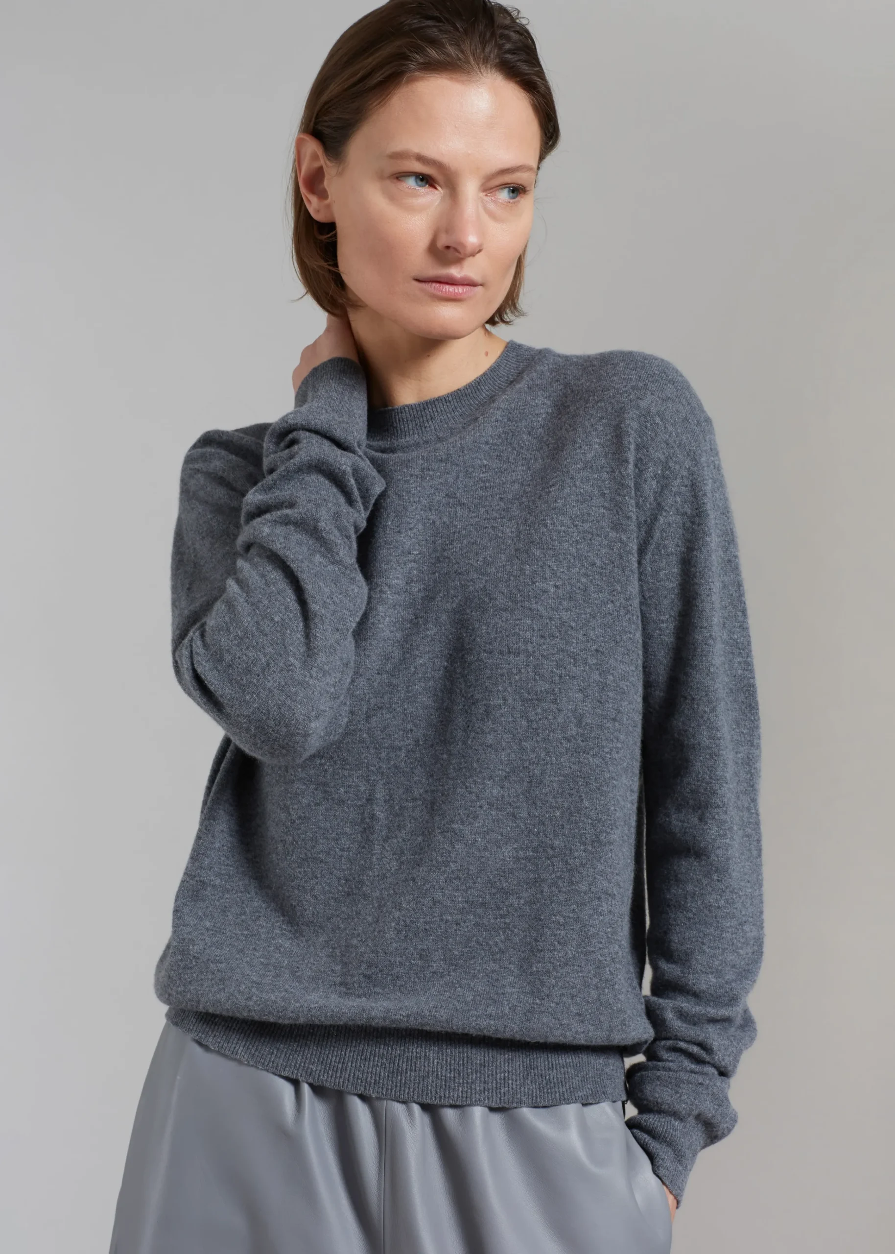 The Frankie Shop Aurora Wool Blend Knit Sweater Grey