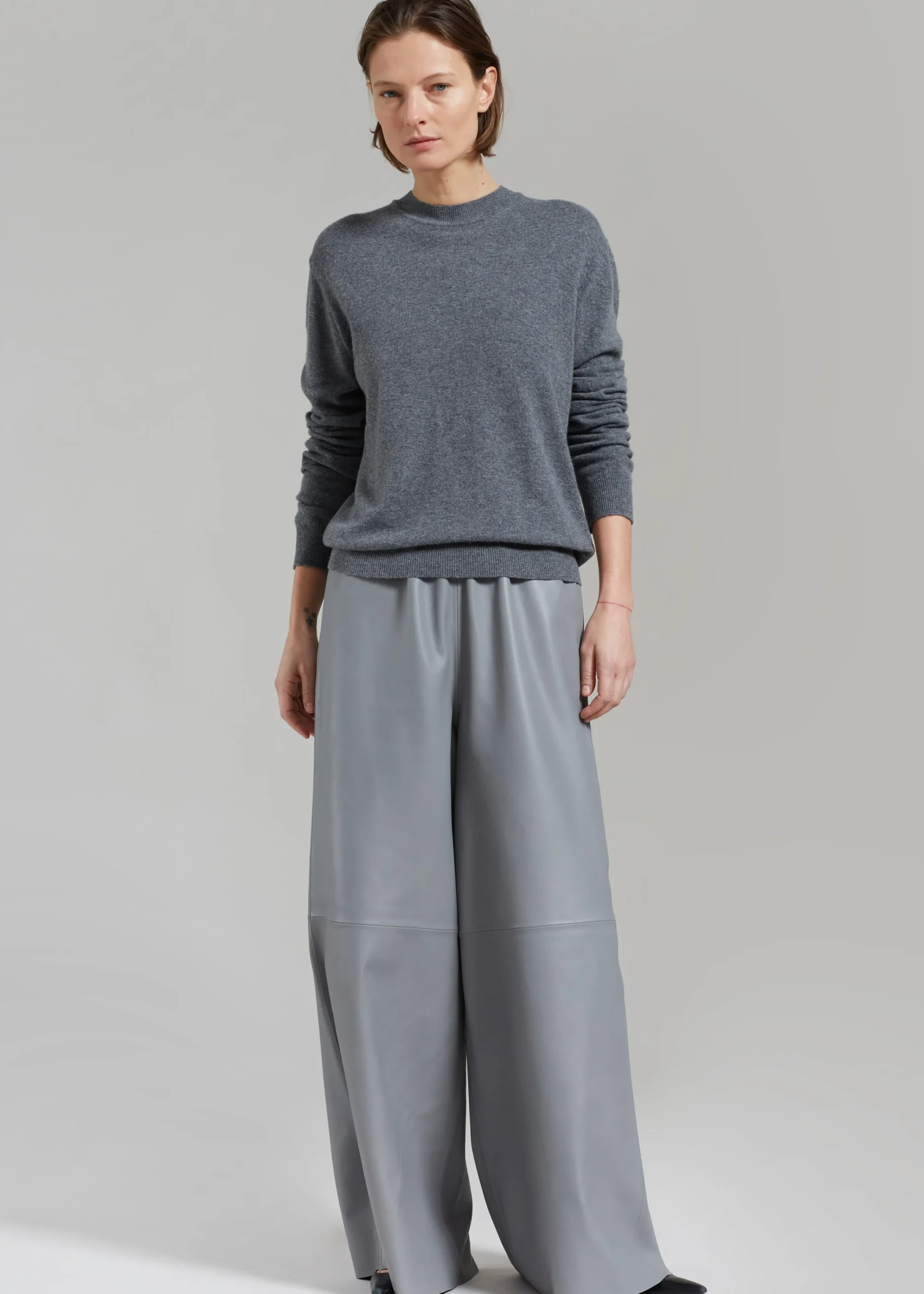 The Frankie Shop Aurora Wool Blend Knit Sweater Grey