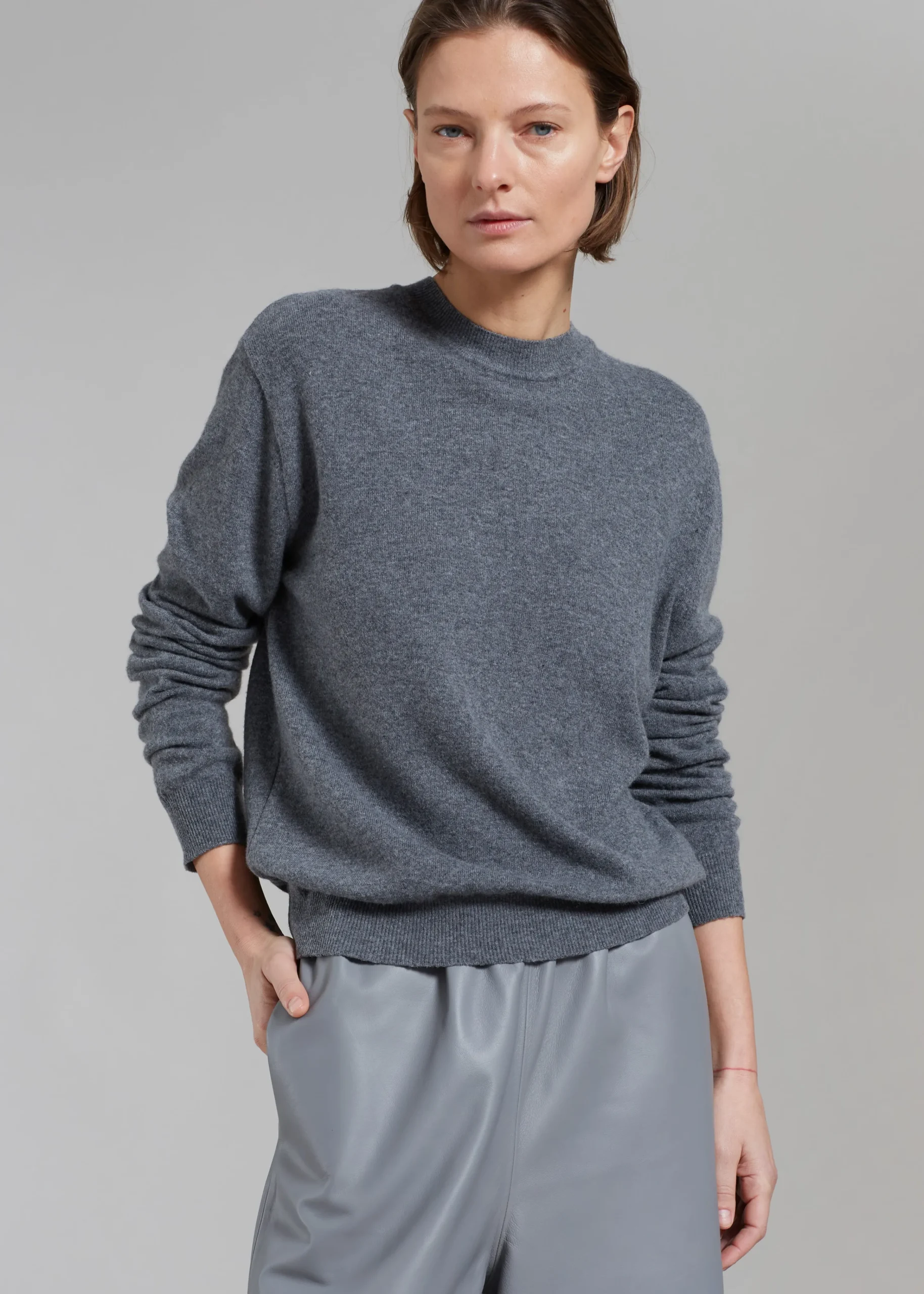 The Frankie Shop Aurora Wool Blend Knit Sweater Grey