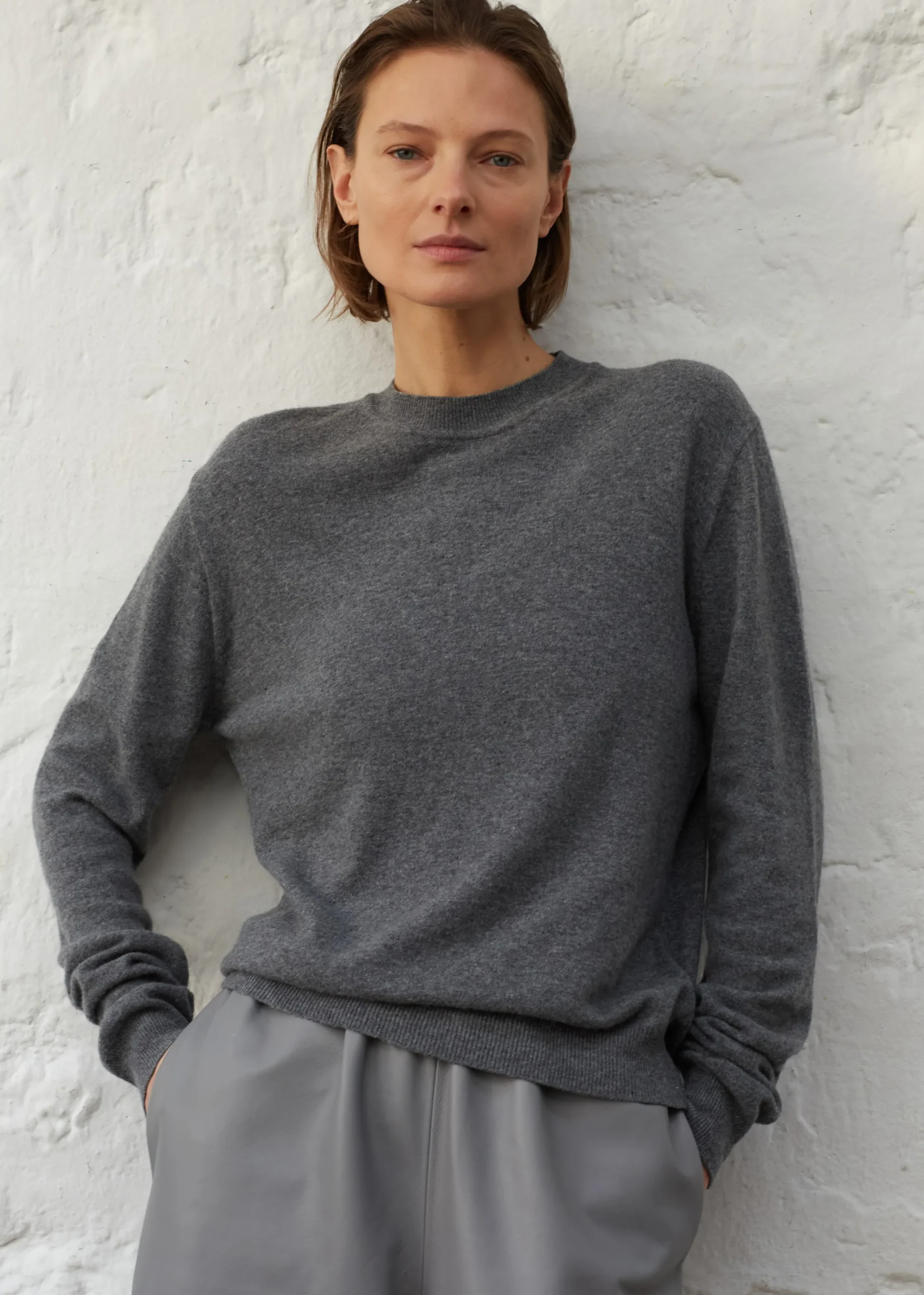 The Frankie Shop Aurora Wool Blend Knit Sweater Grey