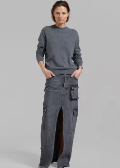 The Frankie Shop Aurora Wool Blend Knit Sweater Grey
