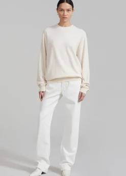 The Frankie Shop Aurora Wool Blend Knit Sweater Cream Hot