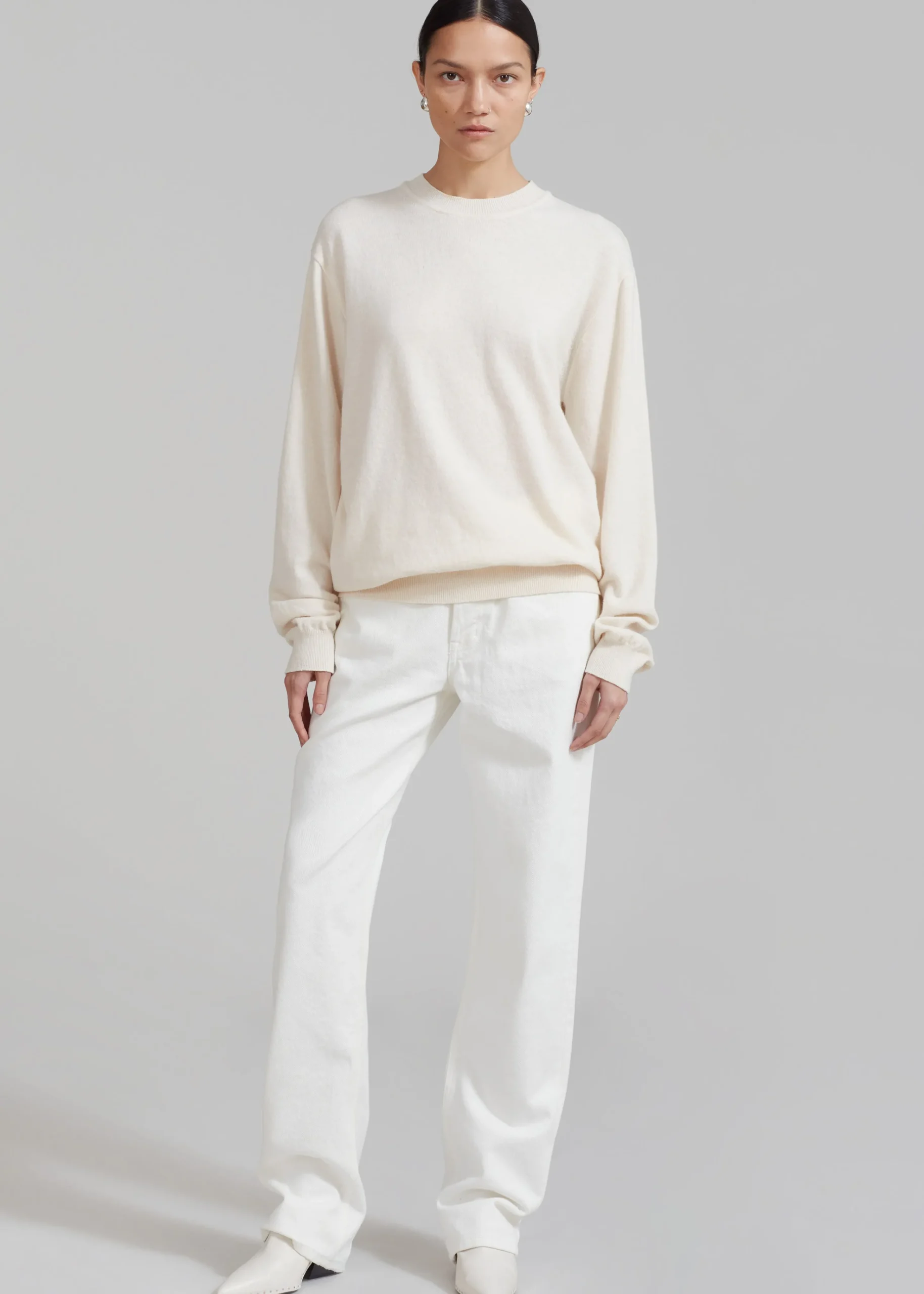 The Frankie Shop Aurora Wool Blend Knit Sweater Cream Hot
