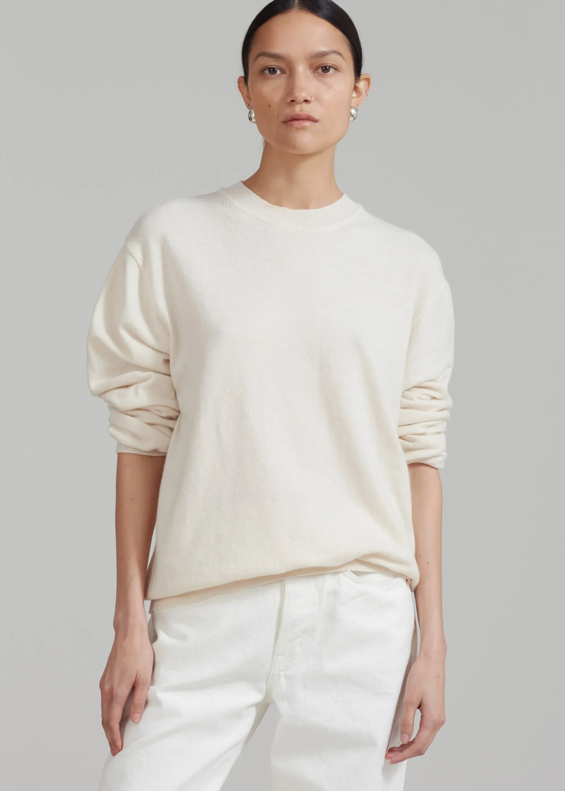 The Frankie Shop Aurora Wool Blend Knit Sweater Cream Hot