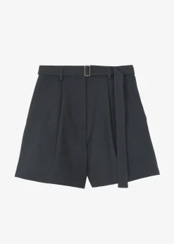 The Frankie Shop Avalon Belted Shorts Charcoal Outlet
