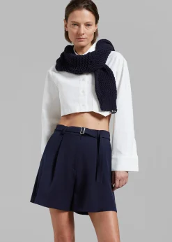 The Frankie Shop Avalon Belted Shorts Navy Online