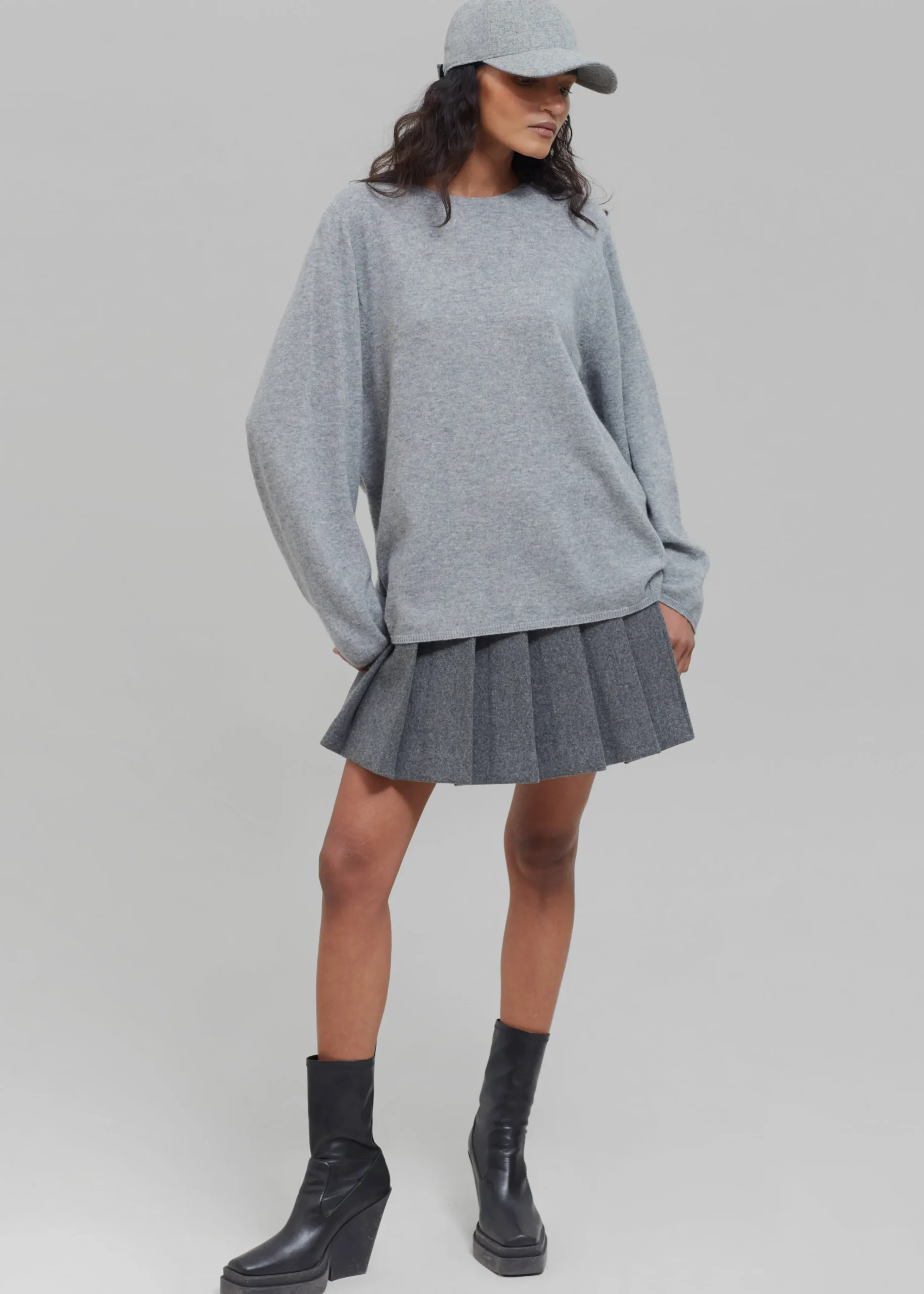 The Frankie Shop Bangor Roundneck Knit Top Grey Clearance