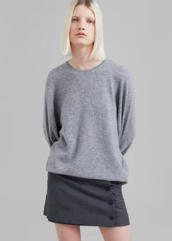 The Frankie Shop Bangor Roundneck Knit Top Grey Clearance