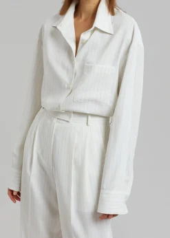 The Frankie Shop Bea Fluid Pinstripe Suit Pants Off White Online