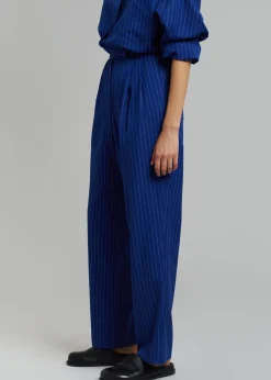 The Frankie Shop Bea Fluid Stripe Suit Pants Deep Blue Clearance