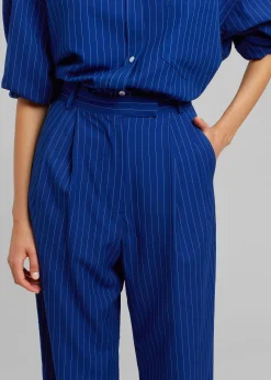 The Frankie Shop Bea Fluid Stripe Suit Pants Deep Blue Clearance