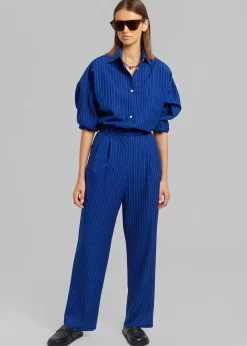 The Frankie Shop Bea Fluid Stripe Suit Pants Deep Blue Clearance