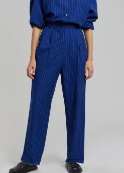 The Frankie Shop Bea Fluid Stripe Suit Pants Deep Blue Clearance