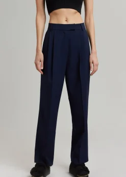 The Frankie Shop Bea Pleated Suit Pants Midnight Blue Sale
